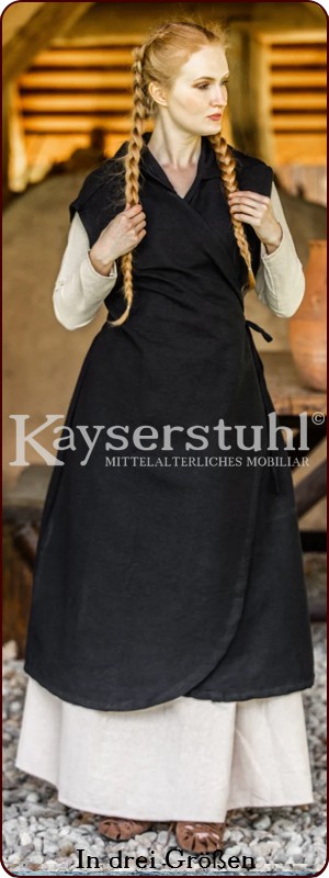 Wickelkleid "Alraune" als Überkleid mit Kapuze, schwarz