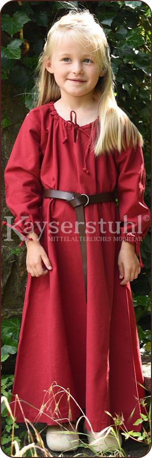 Mittelalterliches Kinderkleid "Anna", rot mit Tunnelzügen