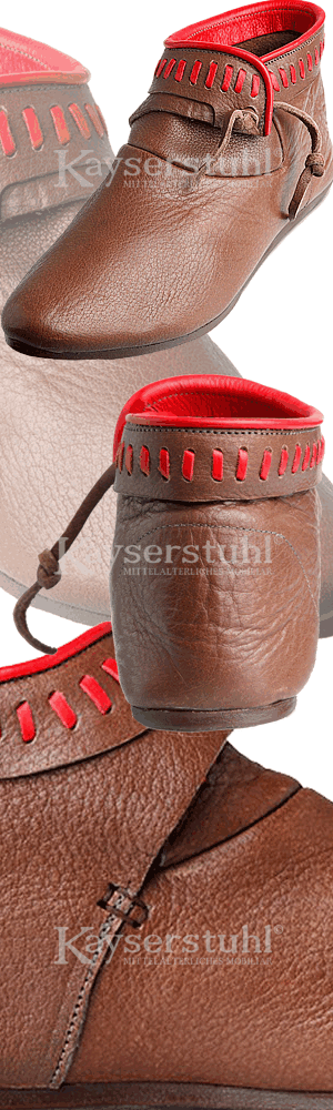 Hoch- bis spätmittelalterliche Schuhe mit gesäumtem Rand